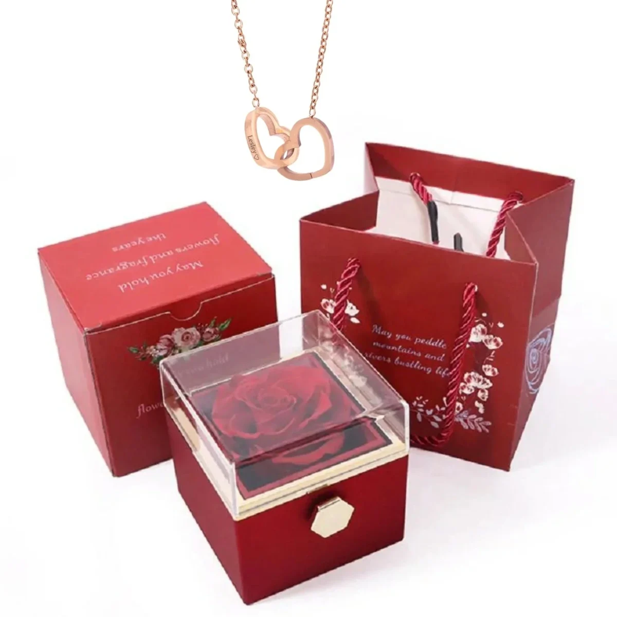 Interlocking Hearts Necklace in a Rose Box — photo 6