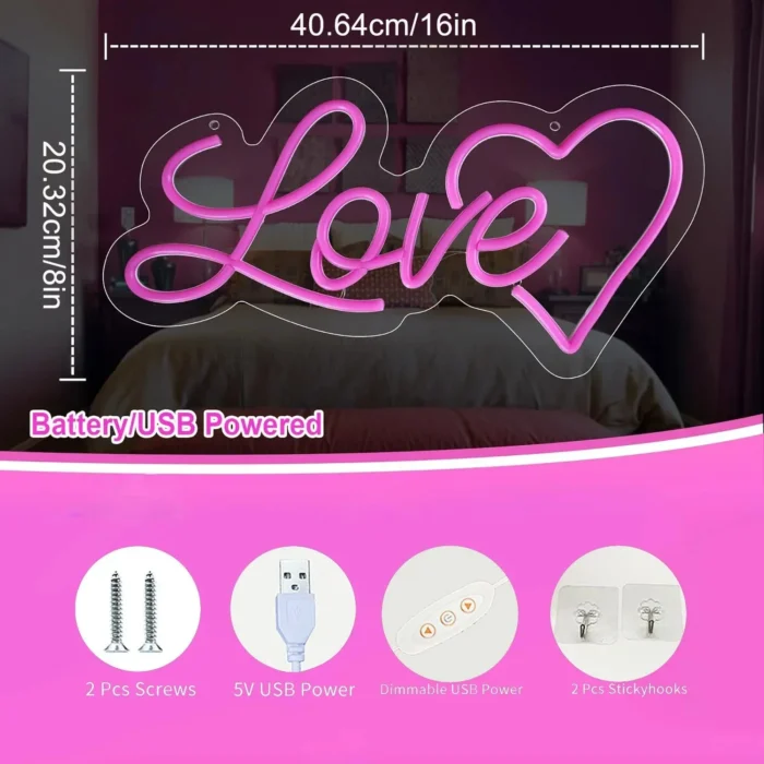 Love Heart Neon Wall Sign — view 2