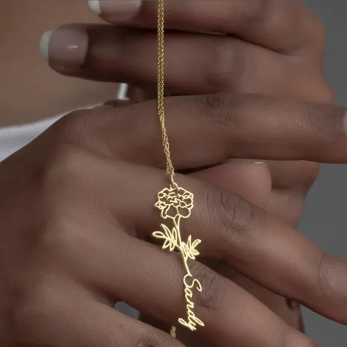 Birth Flower Name Necklace