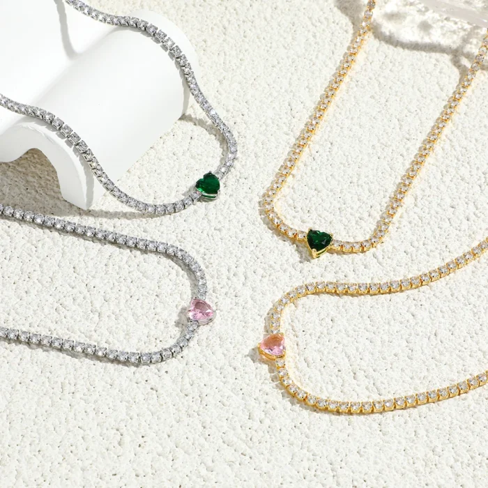 18K CZ Heart Tennis Necklace — photo 2