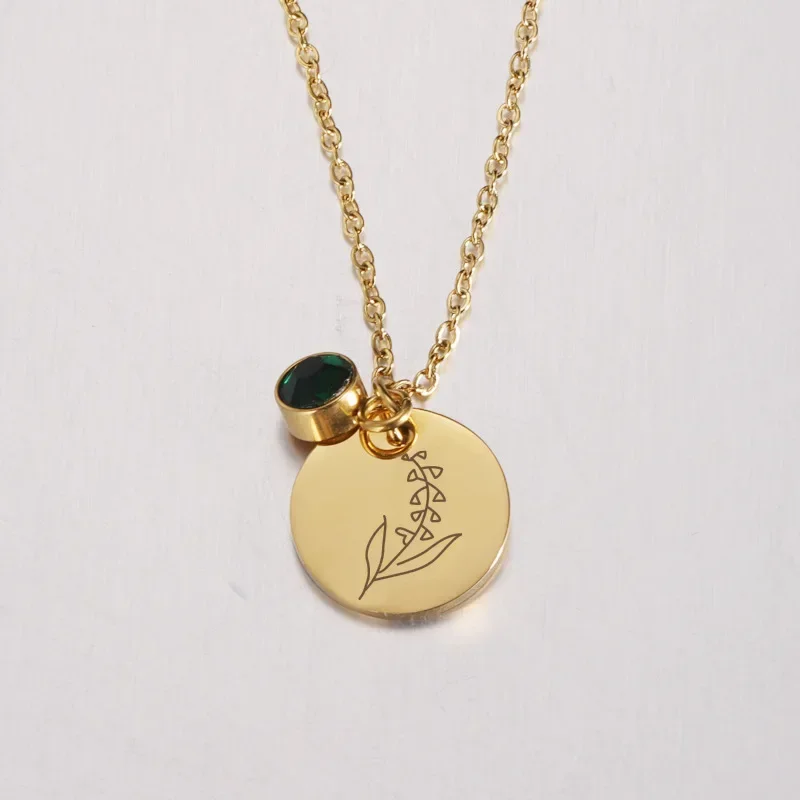 Birth Flower Disc Necklace — photo 10
