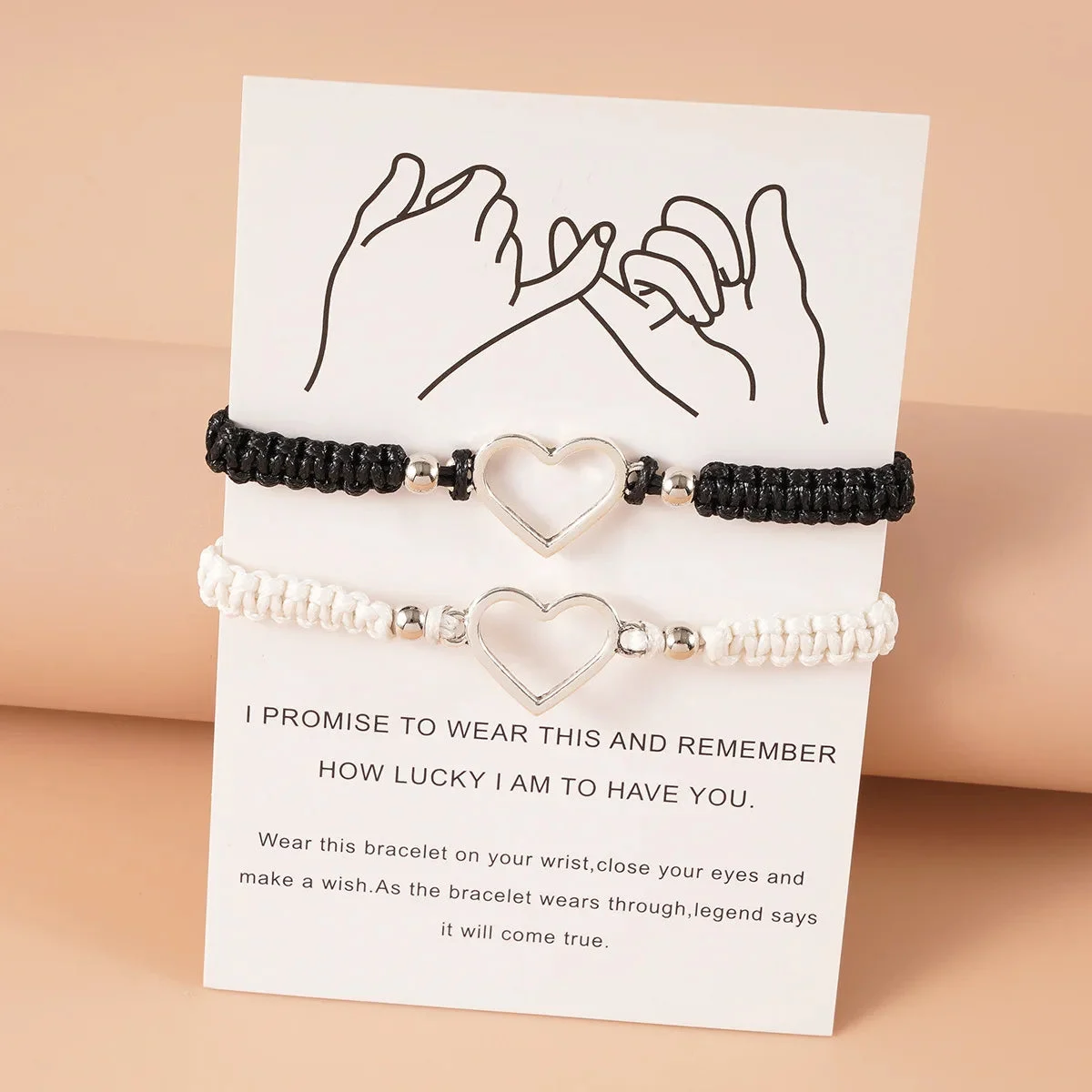 Black White Heart Rope Bracelets — photo 6