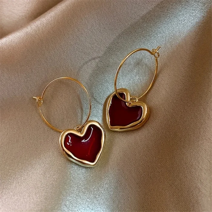 Vintage Heart Drop Earrings — view 2