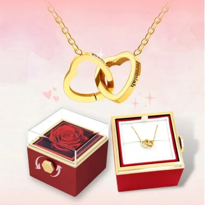 Interlocking Hearts Necklace in a Rose Box
