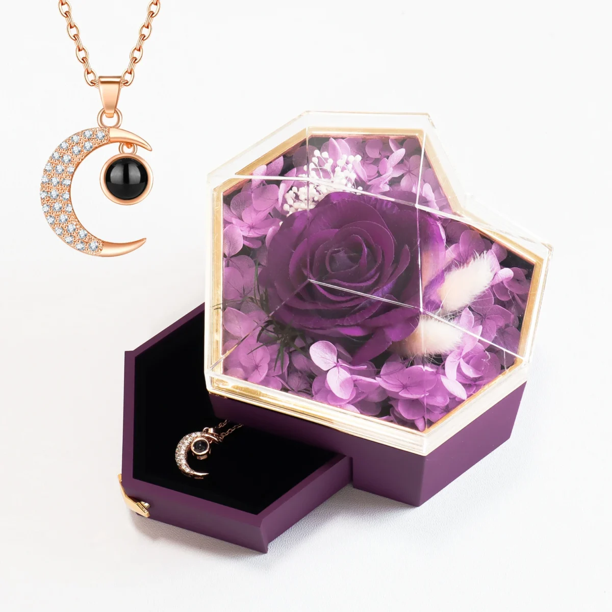 Heart Rose Box with Moon Necklace — photo 7