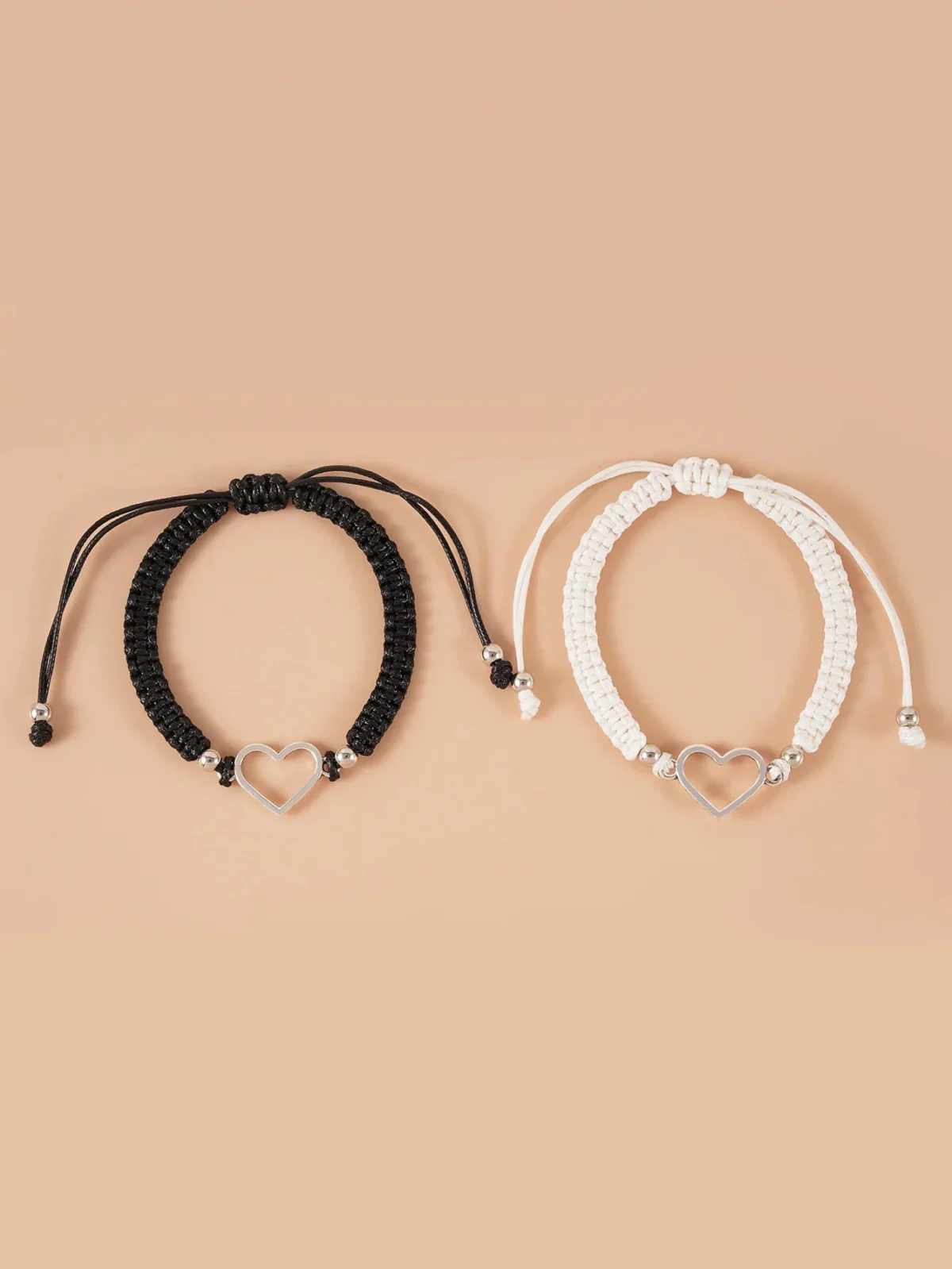 Black White Heart Rope Bracelets — photo 2