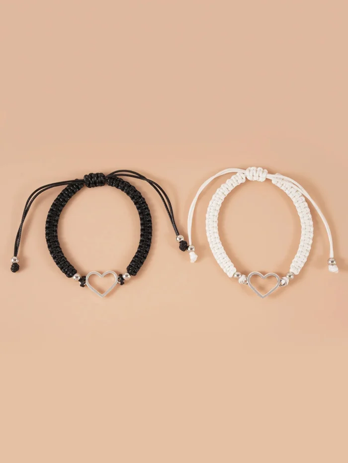 Black White Heart Rope Bracelets — view 2