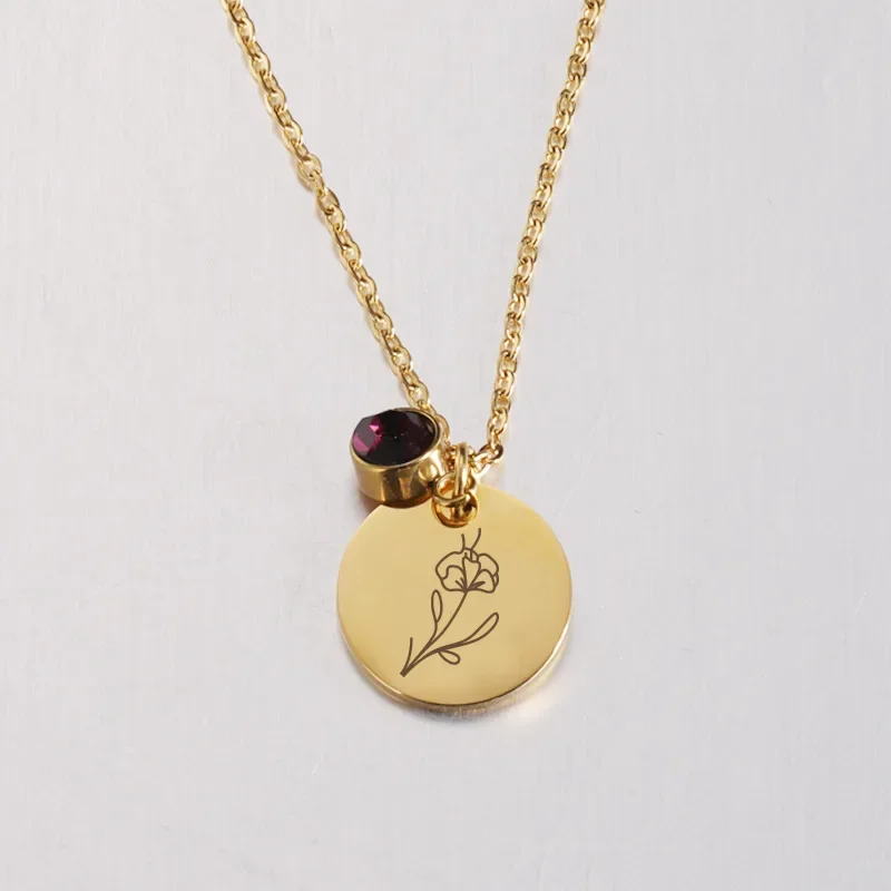 Birth Flower Disc Necklace — photo 3