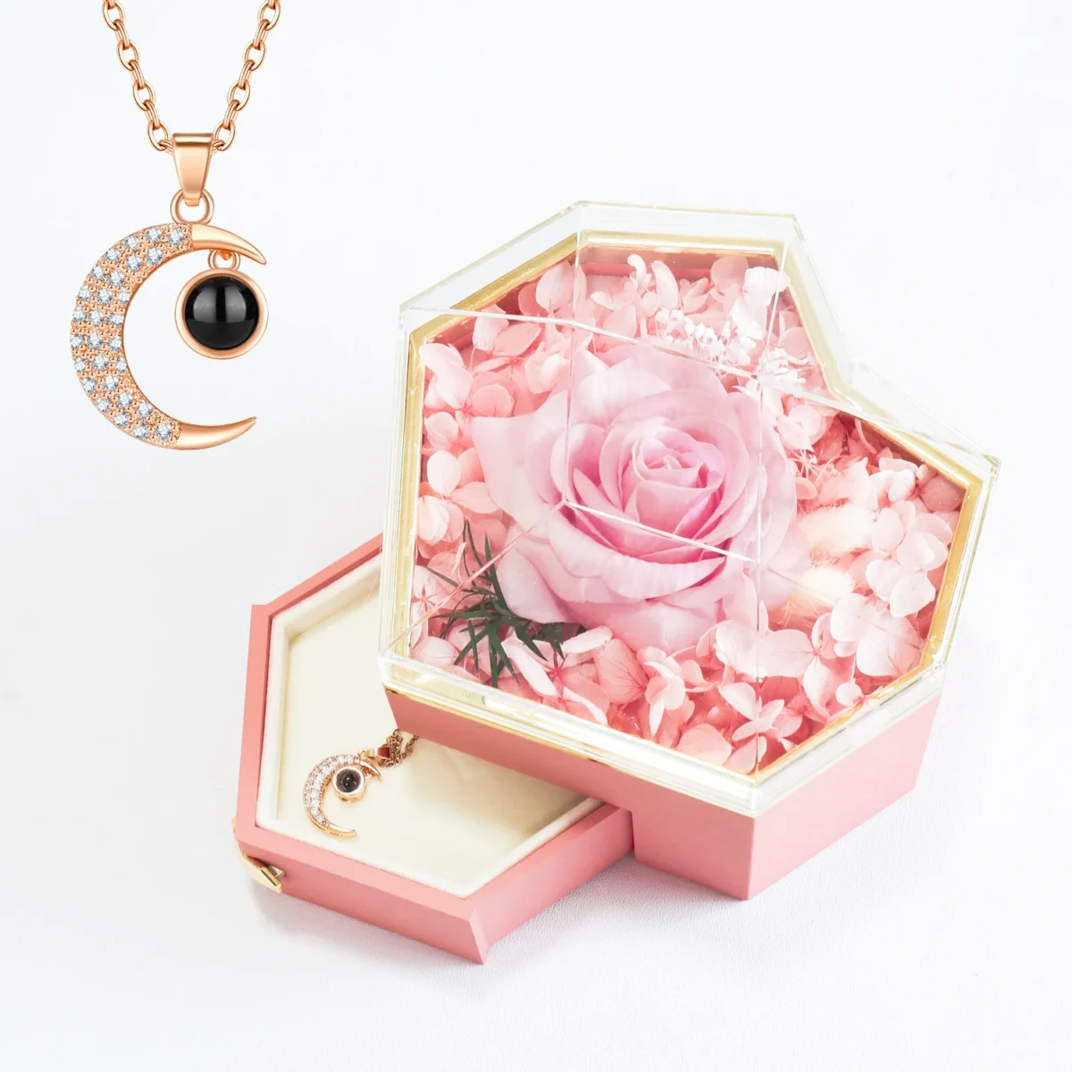 Heart Rose Box with Moon Necklace — photo 6