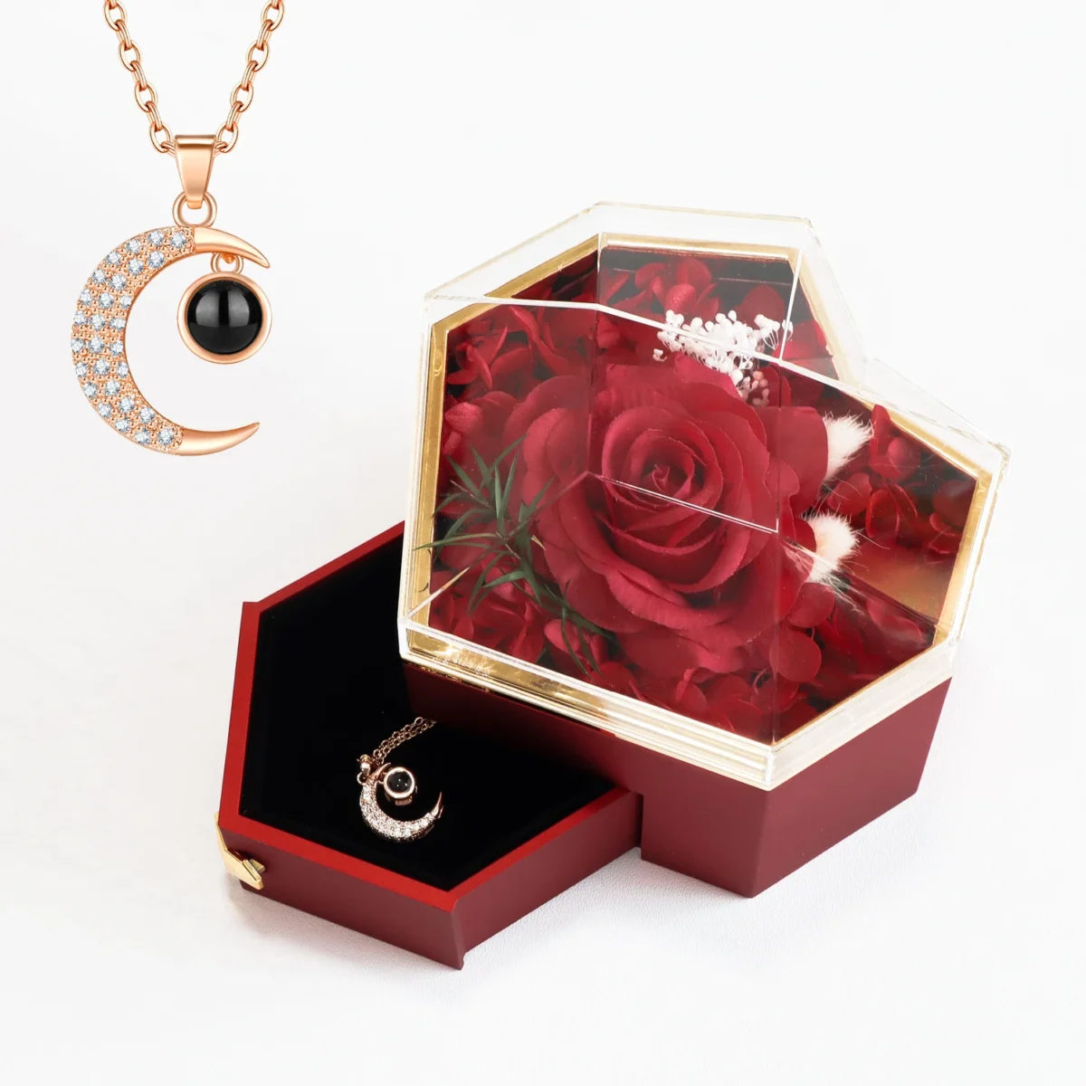 Heart Rose Box with Moon Necklace — photo 5