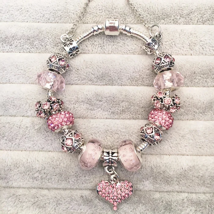 Pink Crystal Bead Bracelet — view 2