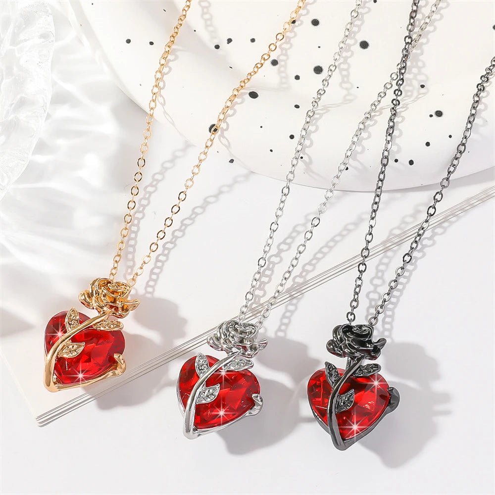 Gothic Rose Heart Necklace