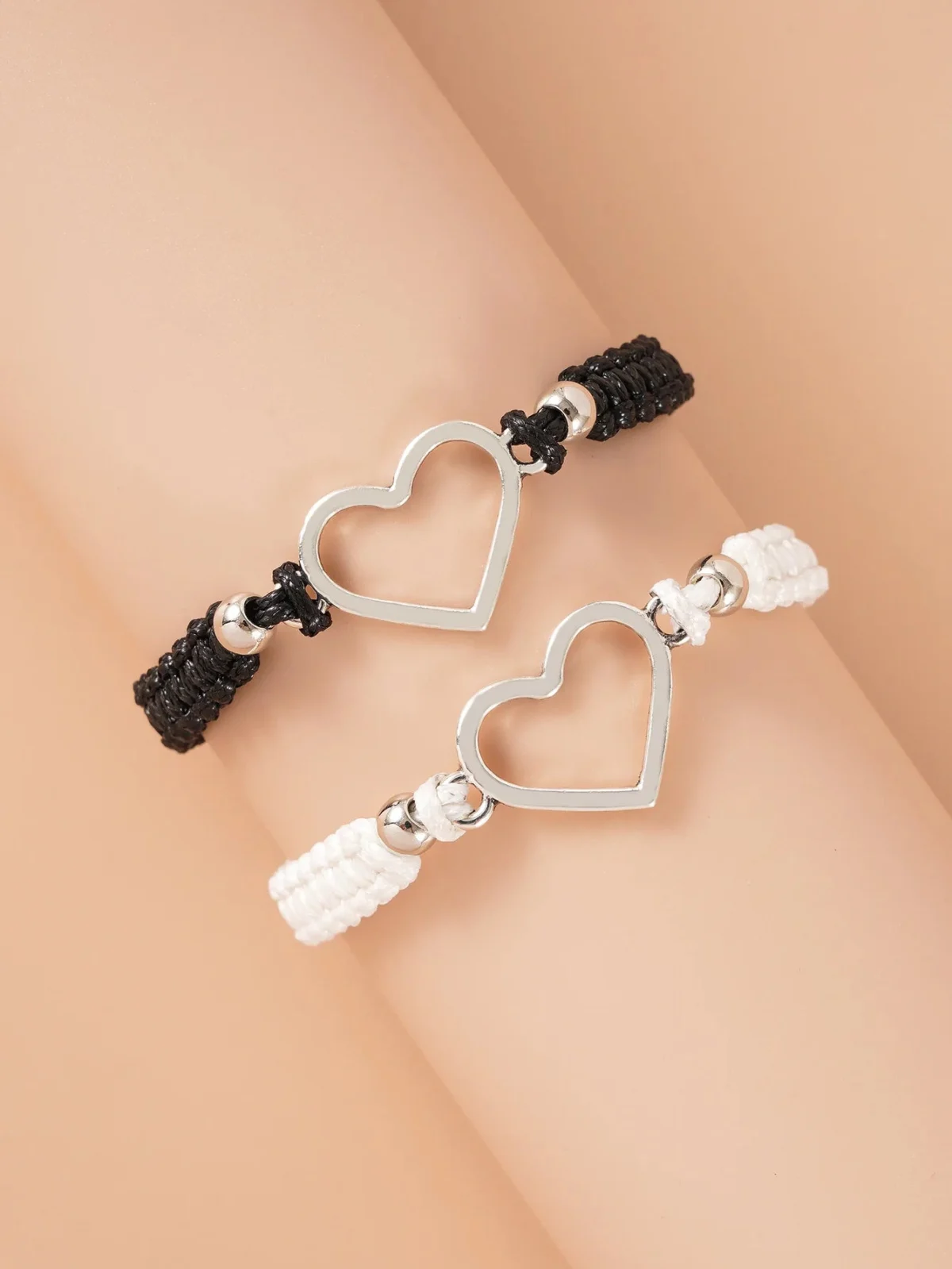 Black White Heart Rope Bracelets — photo 3
