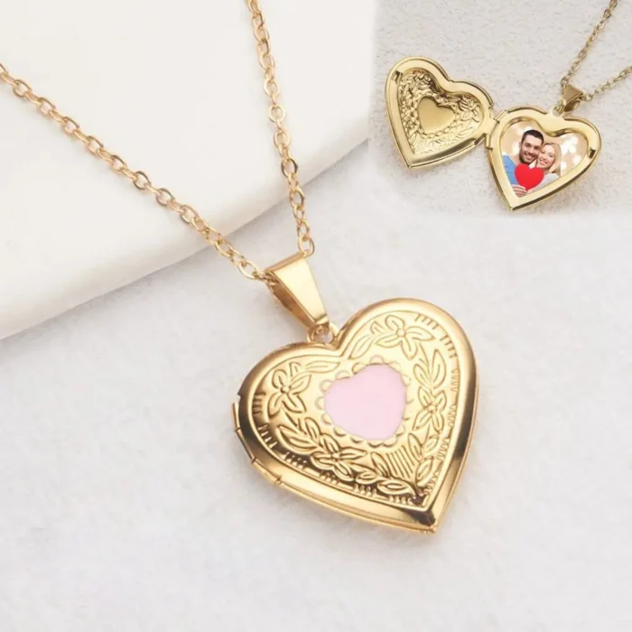 Floral Heart Locket Necklace