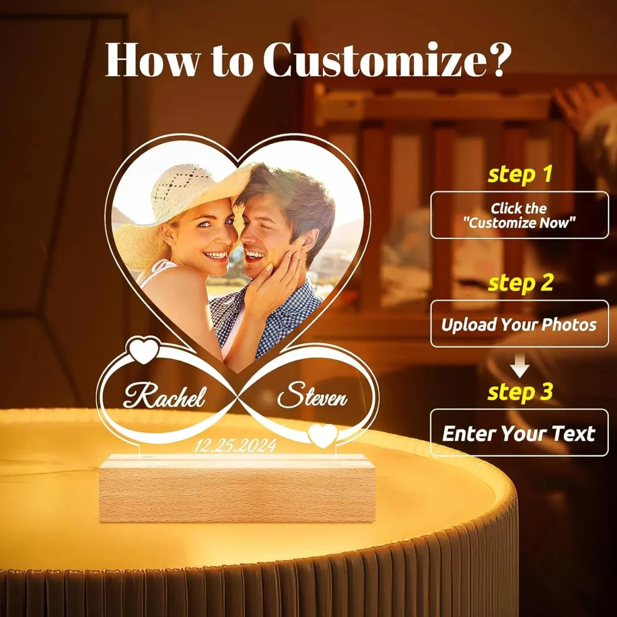 Personalized Heart Frame Light — photo 6