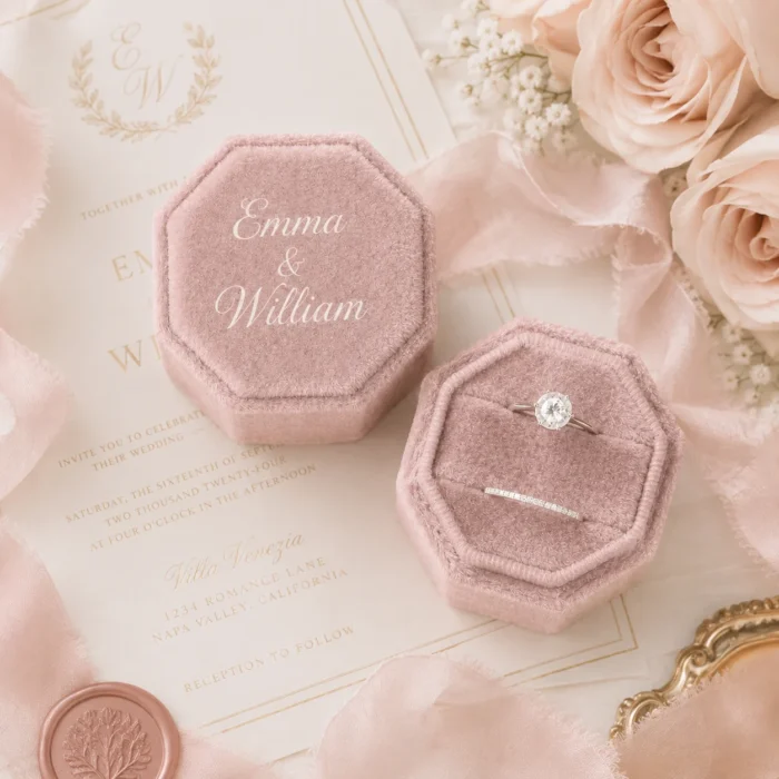 Engraved Velvet Ring Box