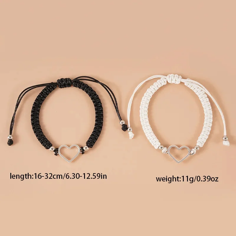 Black White Heart Rope Bracelets — photo 4