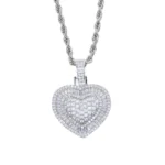 Iced CZ Heart Pendant Necklace — view 24