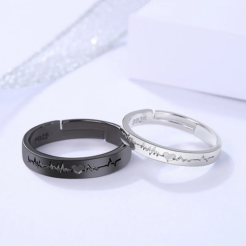 ECG Heart Couple Open Rings — photo 2