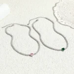18K CZ Heart Tennis Necklace — view 4