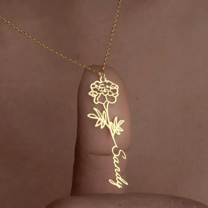 Birth Flower Name Necklace — photo 3