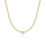 18K CZ Heart Tennis Necklace — view 18