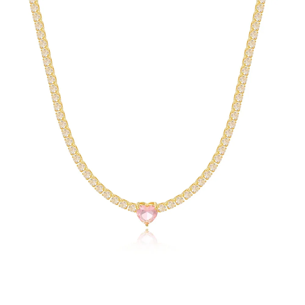 18K CZ Heart Tennis Necklace — photo 18