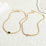 18K CZ Heart Tennis Necklace — view 5