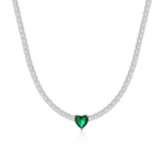 18K CZ Heart Tennis Necklace — view 19