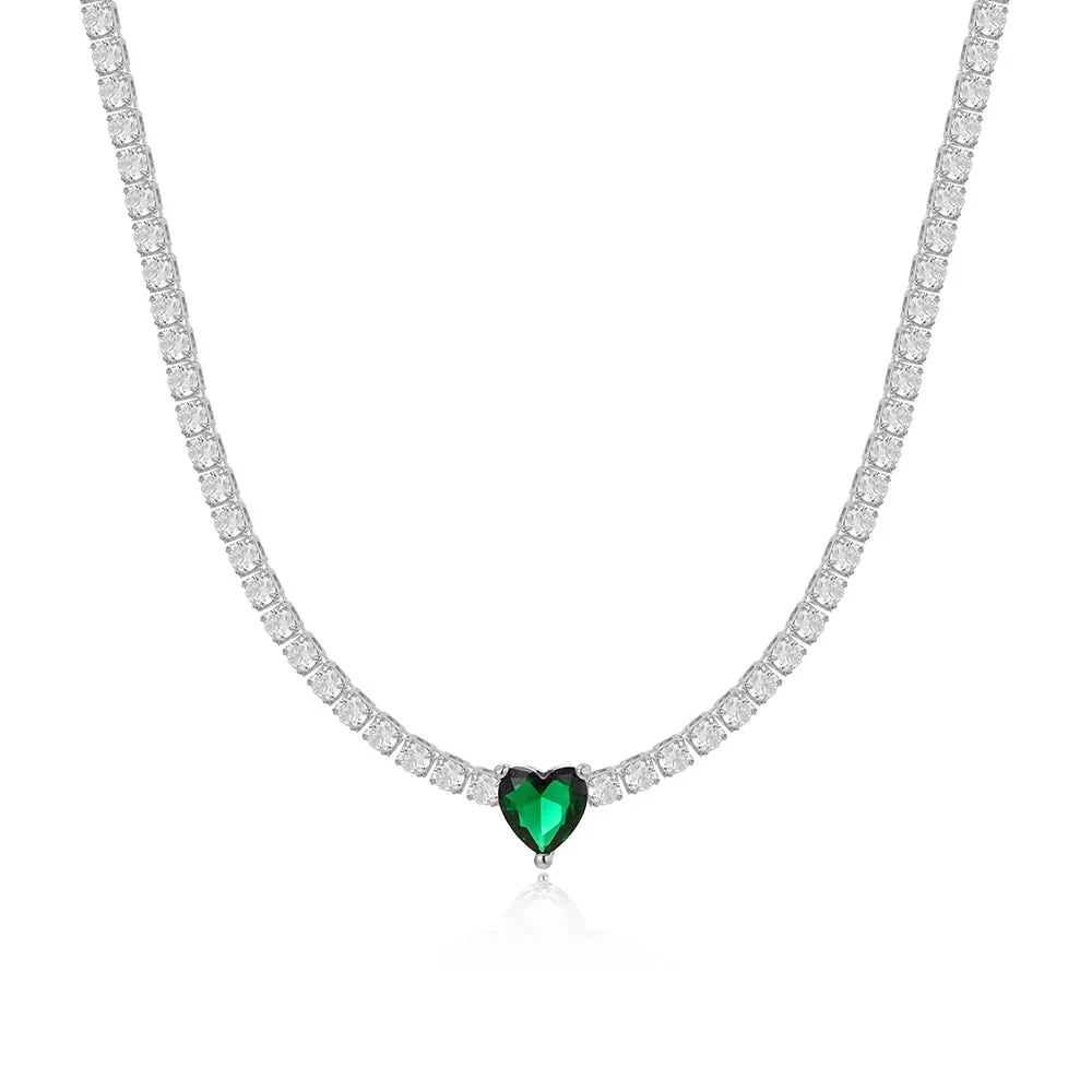 18K CZ Heart Tennis Necklace — photo 19