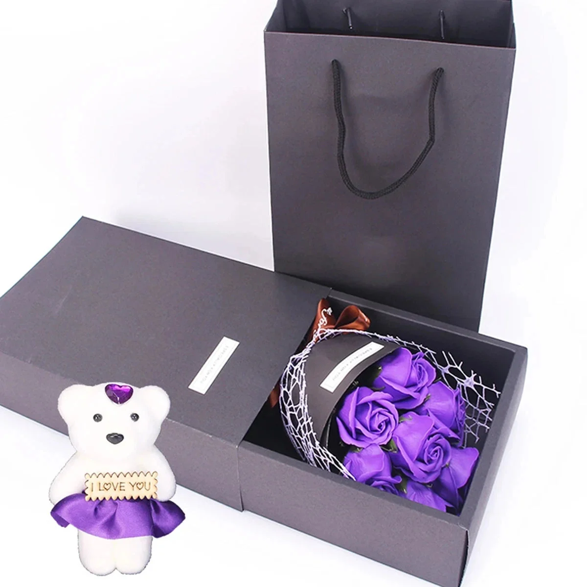 7-Rose Soap Bear Bouquet — photo 10