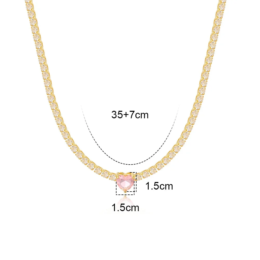 18K CZ Heart Tennis Necklace — photo 28