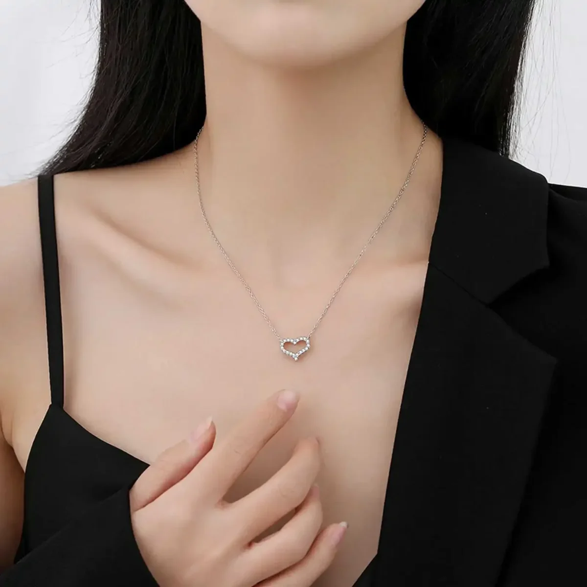 Open Heart Moissanite Necklace — photo 4