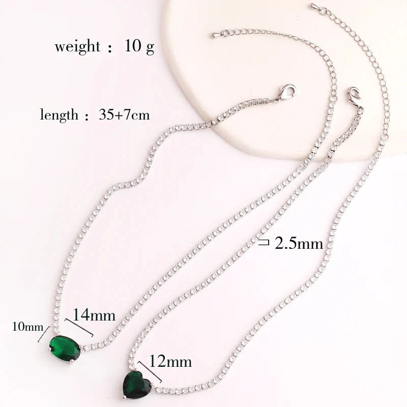 18K CZ Heart Tennis Necklace — photo 8