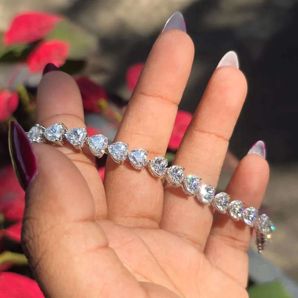 Heart Moissanite Tennis Bracelet
