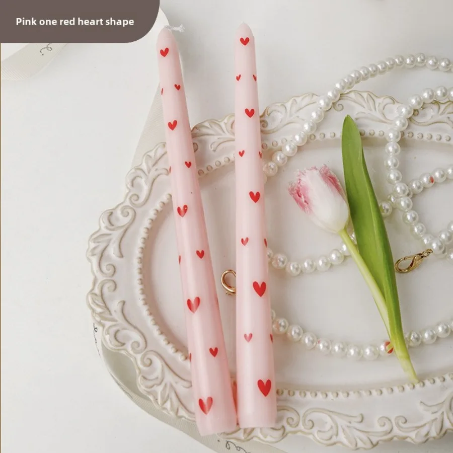 Printed Heart Taper Candles — photo 3