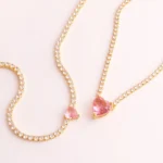 18K CZ Heart Tennis Necklace — view 11