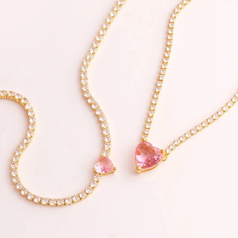 18K CZ Heart Tennis Necklace — photo 11