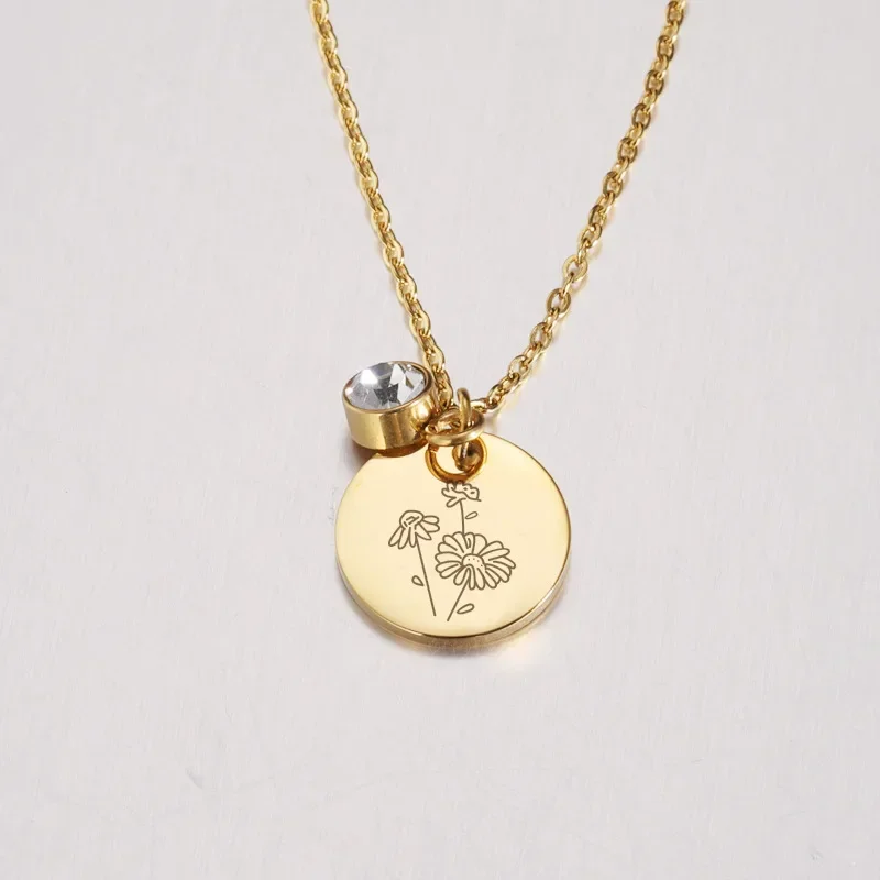 Birth Flower Disc Necklace — photo 7