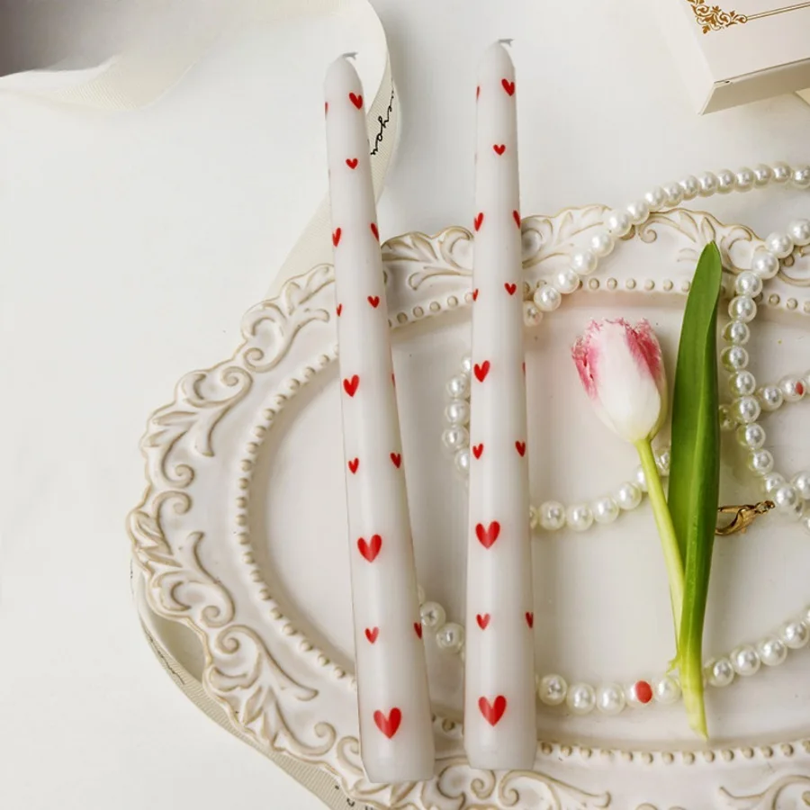 Printed Heart Taper Candles — photo 4