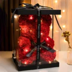 Rose Bear in a Lit Gift Box