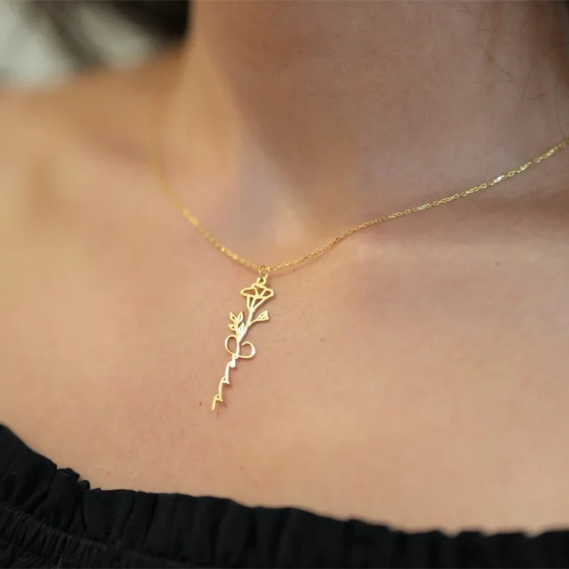 Birth Flower Name Necklace — photo 9