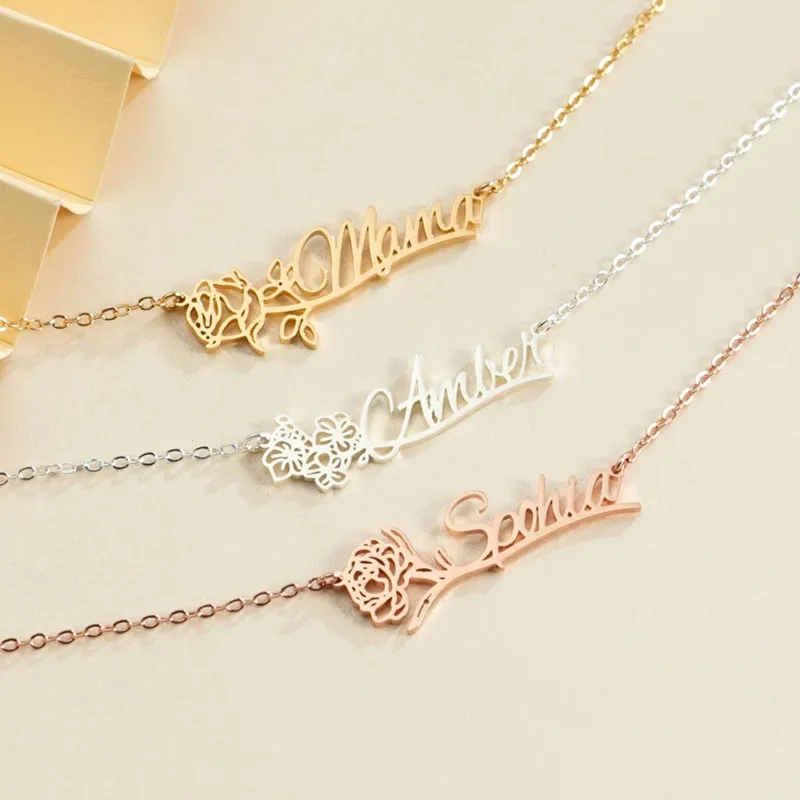 Birth Flower Name Necklace — photo 6