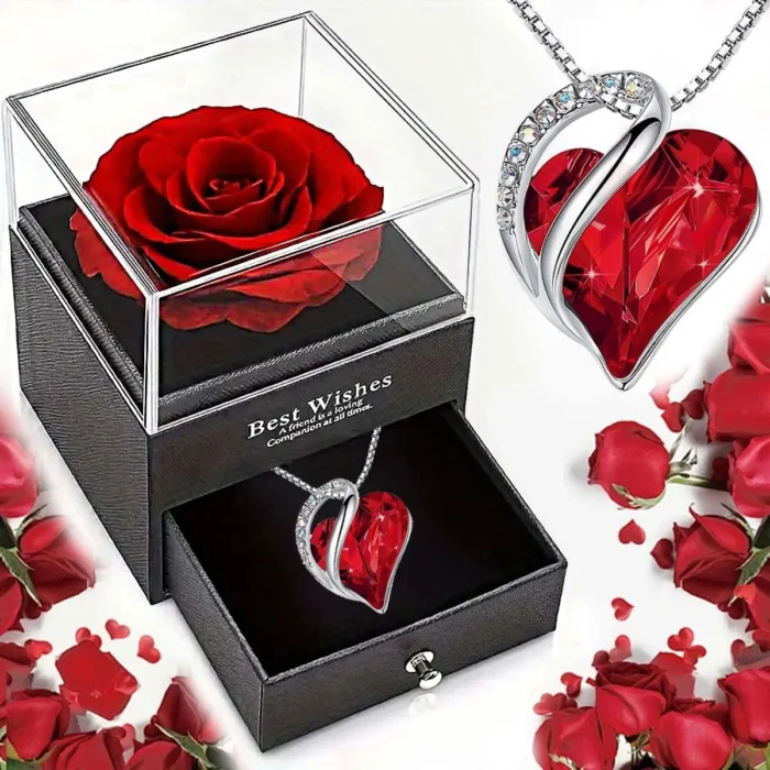 Ocean Heart Rose Necklace Box