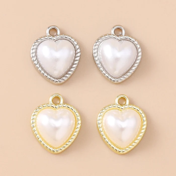 Pearl Heart Charms 10pcs
