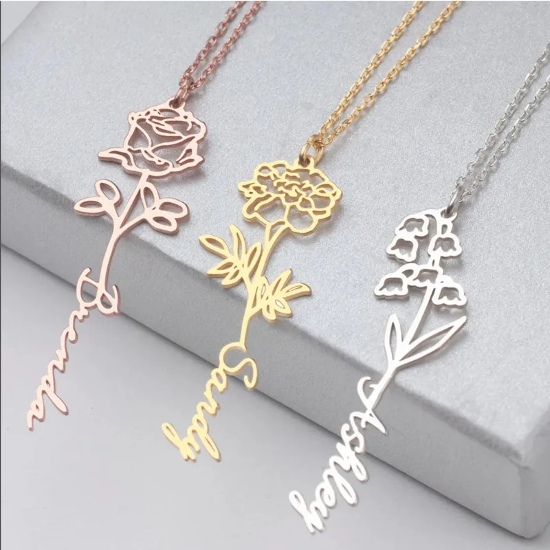 Birth Flower Name Necklace — photo 7