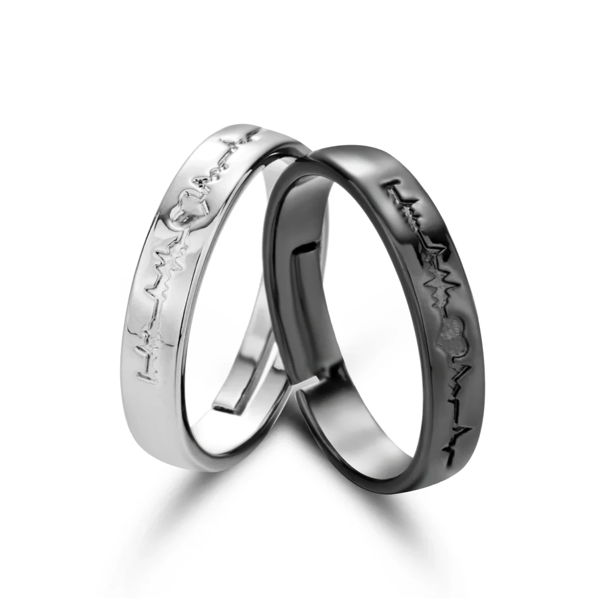 ECG Heart Couple Open Rings — photo 8