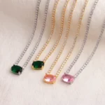 18K CZ Heart Tennis Necklace — view 12