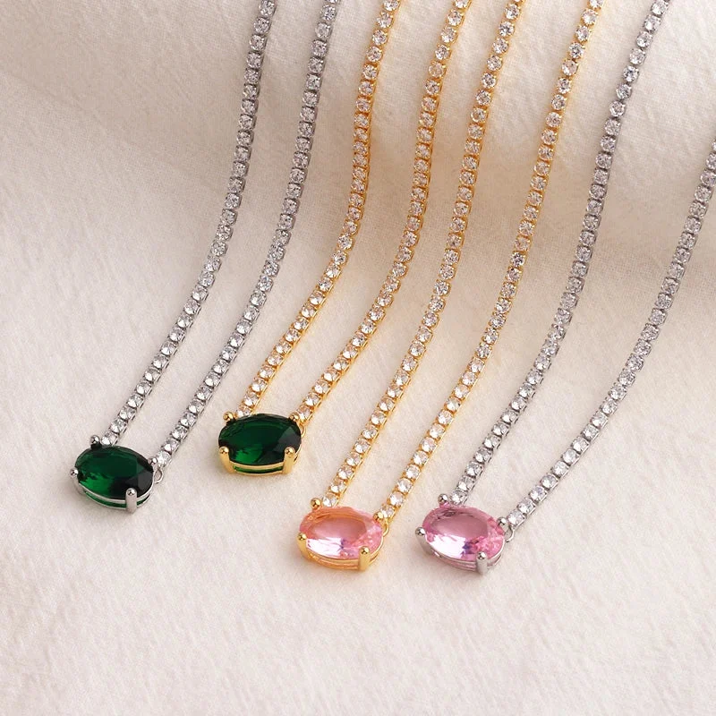 18K CZ Heart Tennis Necklace — photo 12