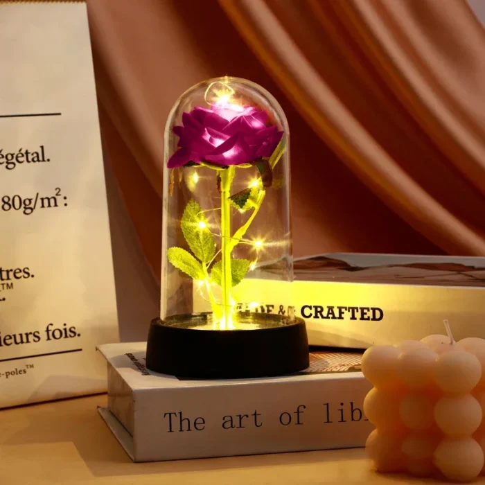 Glass Dome Rose with Fairy Lights — photo 2